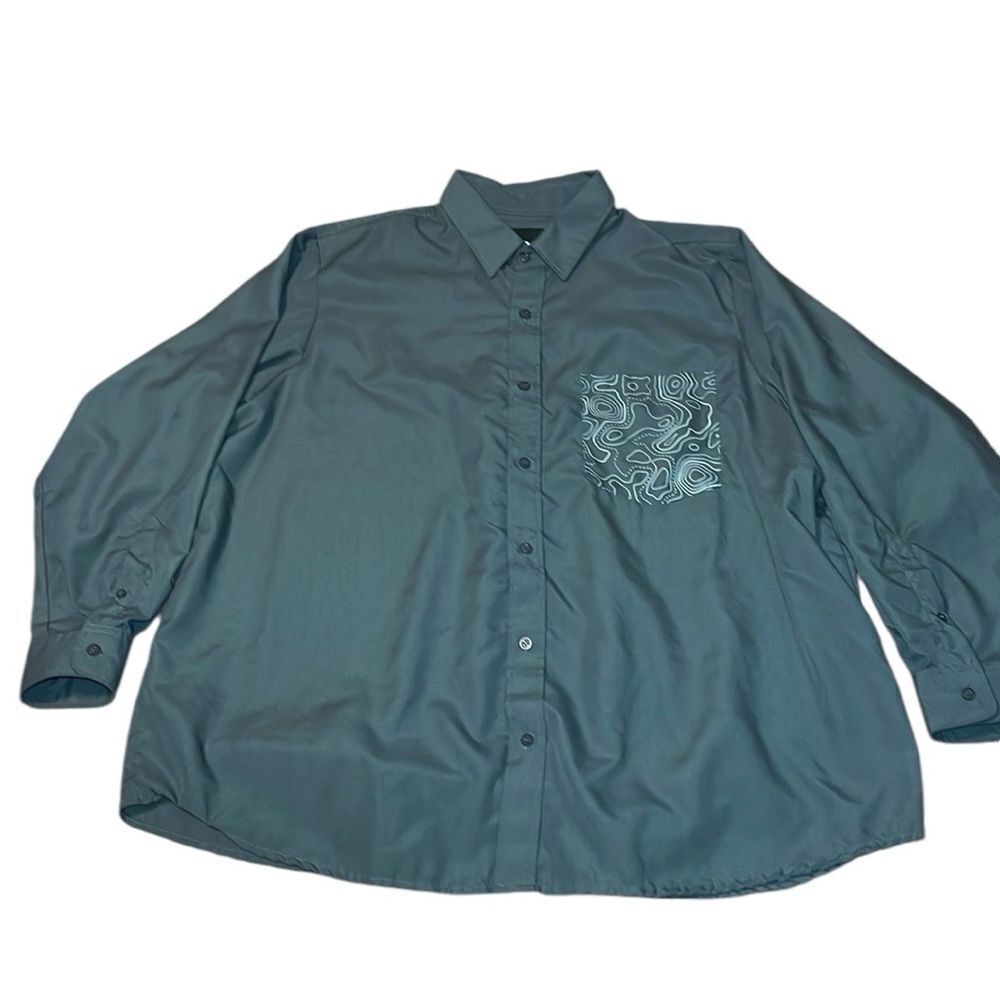 Winston Men’s Button Up Shirt, print pocket, grey, 2XL